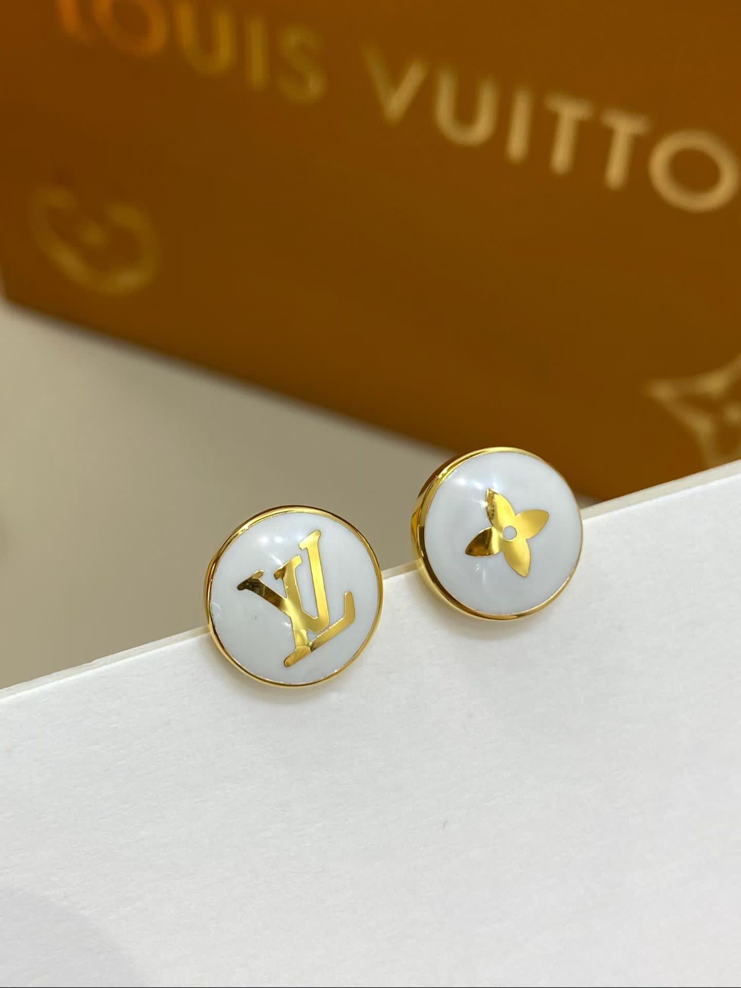 Louis Vuitton White Enamel Earrings
